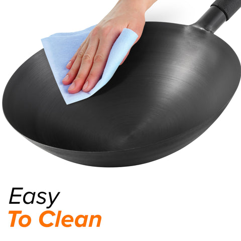 Nuwave Mosaic next to common kitchen items to show 14-inch wok scale