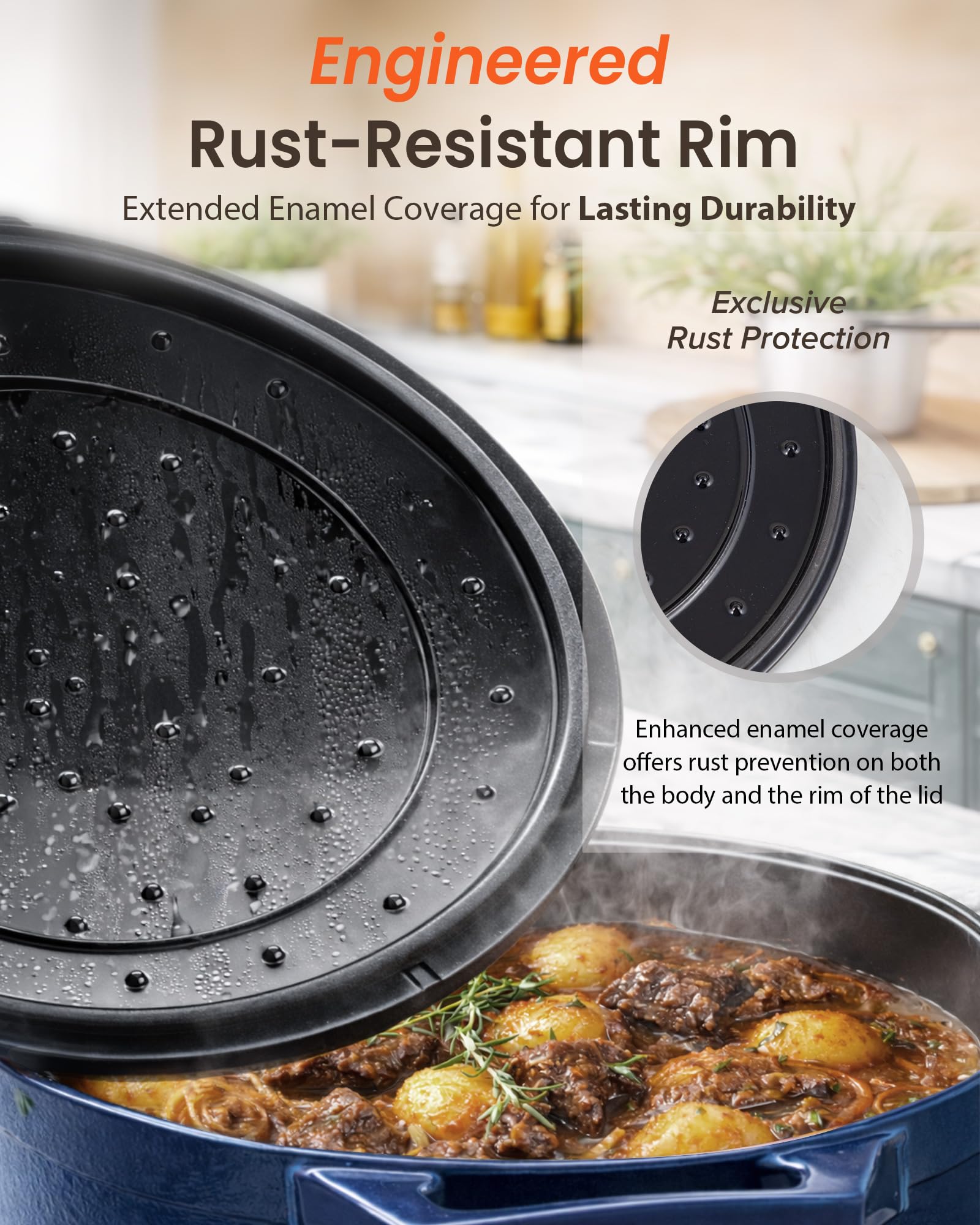Nuwave Dutch oven with roasted chicken, retains juices and browns evenly