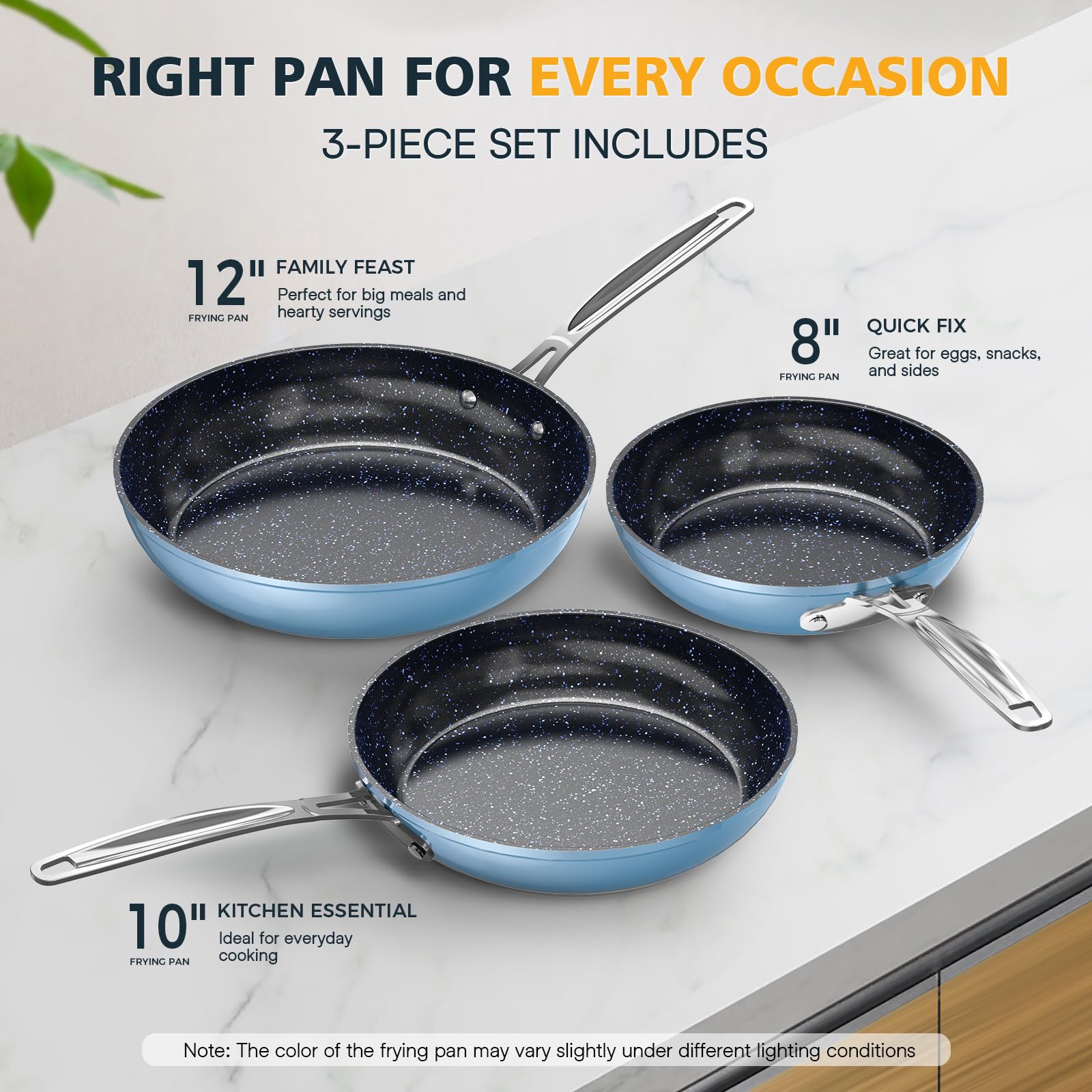 Nuwave frying pan searing steak to show even browning and heat performance benefit