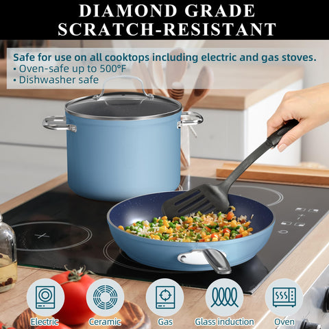 Nuwave skillet searing chicken on stovetop demonstrating quick even browning