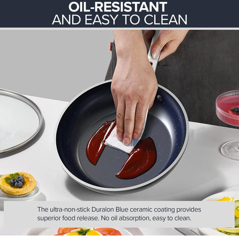 Nuwave cookware next to a kitchen spoon for size comparison and everyday practicality