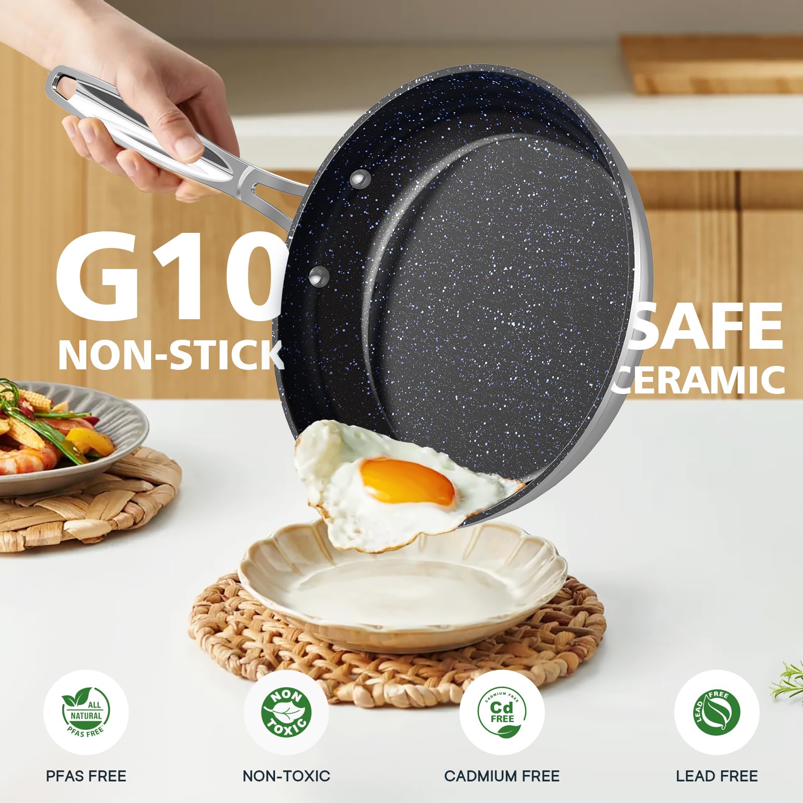 Nuwave stacked pans illustrating compact storage and space-saving benefit