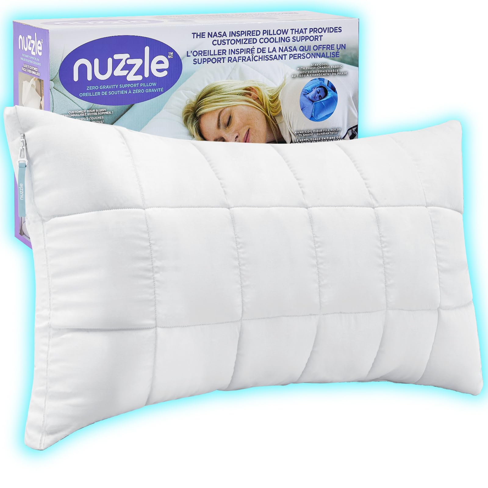Nuzzle front view king pillow showing plush hotel-style comfort and supportive design