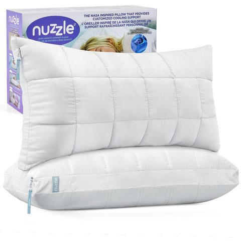 Nuzzle king pillows front view showing plush shape and hotel feel benefit
