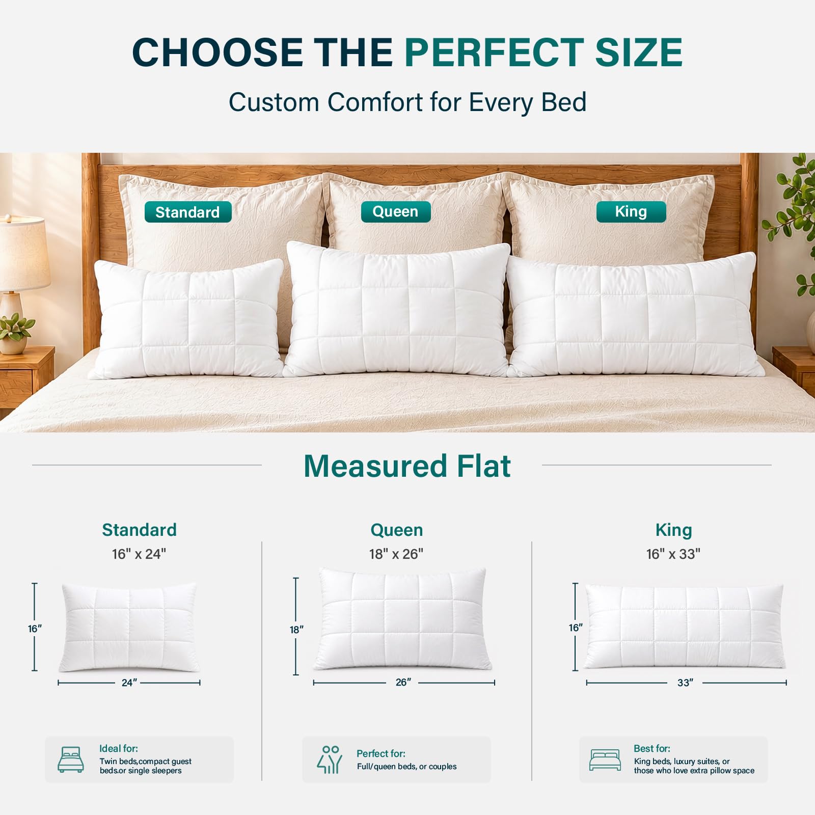 Nuzzle size comparison on bed illustrating king dimensions for larger frames