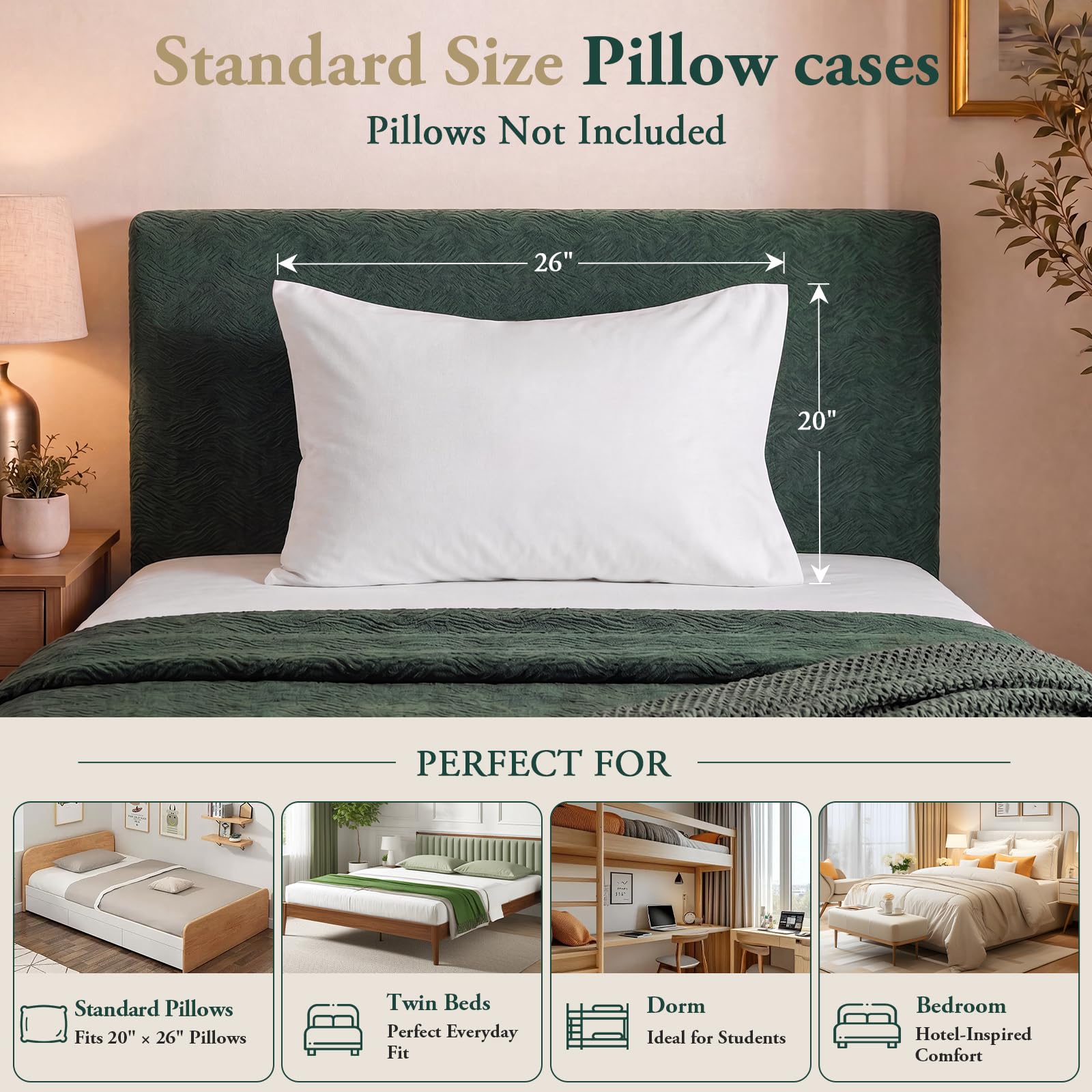 Nuzzle pillowcase beside ruler illustrating accurate 20x26 size