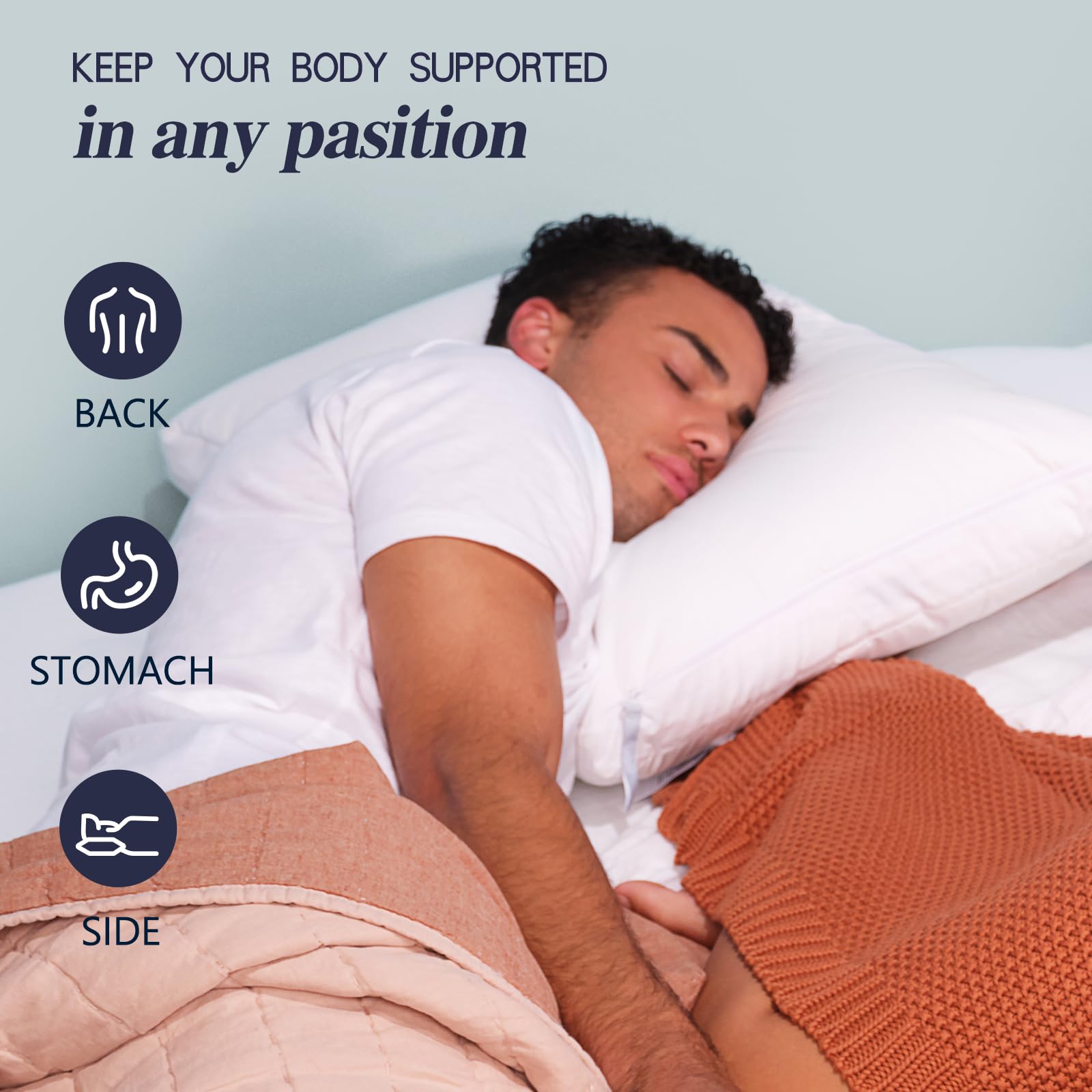Nuzzle pillow zipper open revealing removable layers for customizable loft benefit