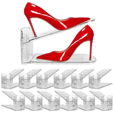 NVGSN clear shoe slot organizer front packaging shows product and space-saving benefit