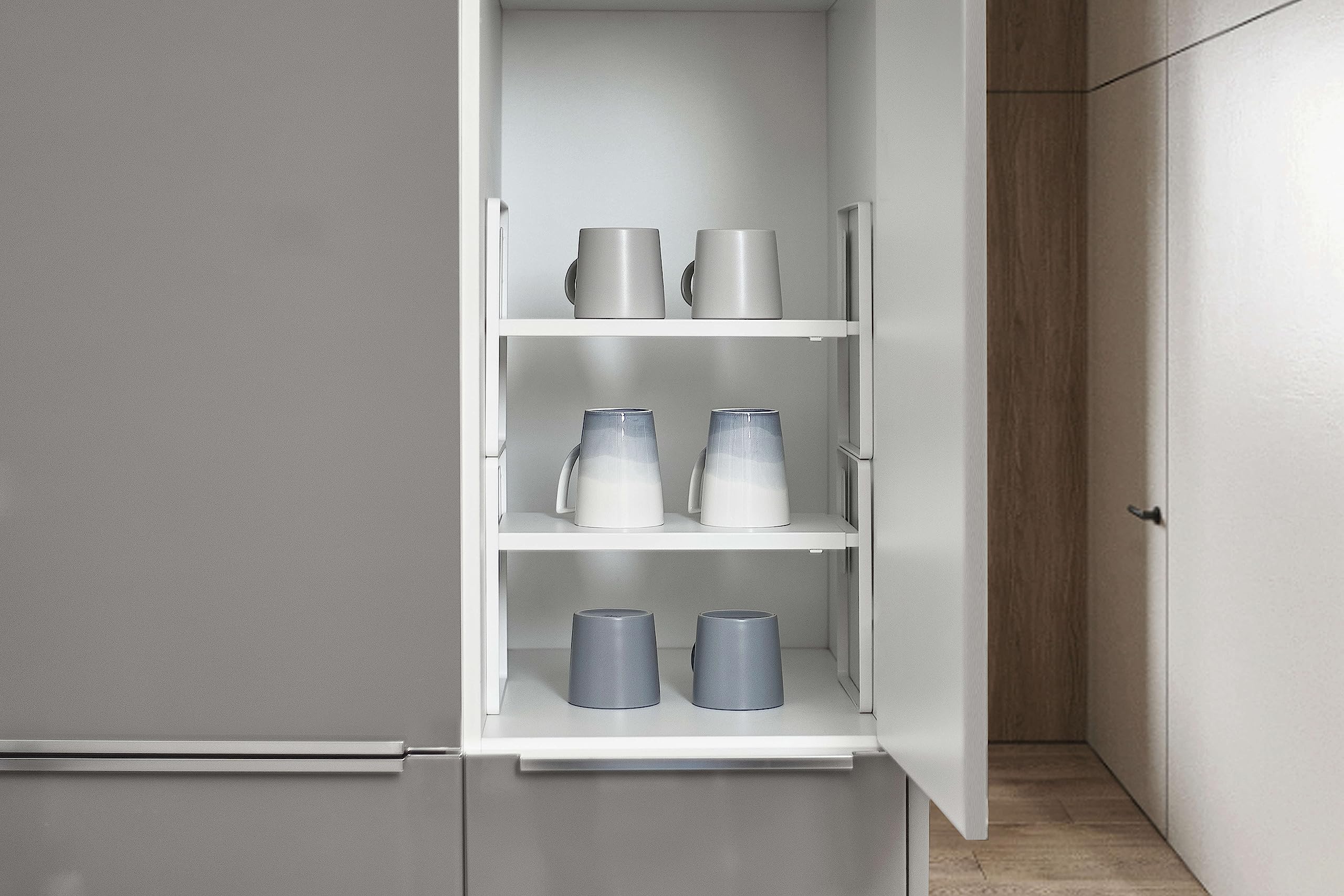 Nxconsu installed in cabinet with plates and mugs improving accessibility benefit