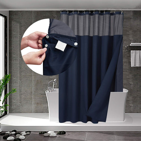 N&Y HOME styled bathroom scene conveying spa-like, cohesive navy design
