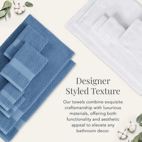 NY Loft four folded towels stacked on shelf for neat storage and organization