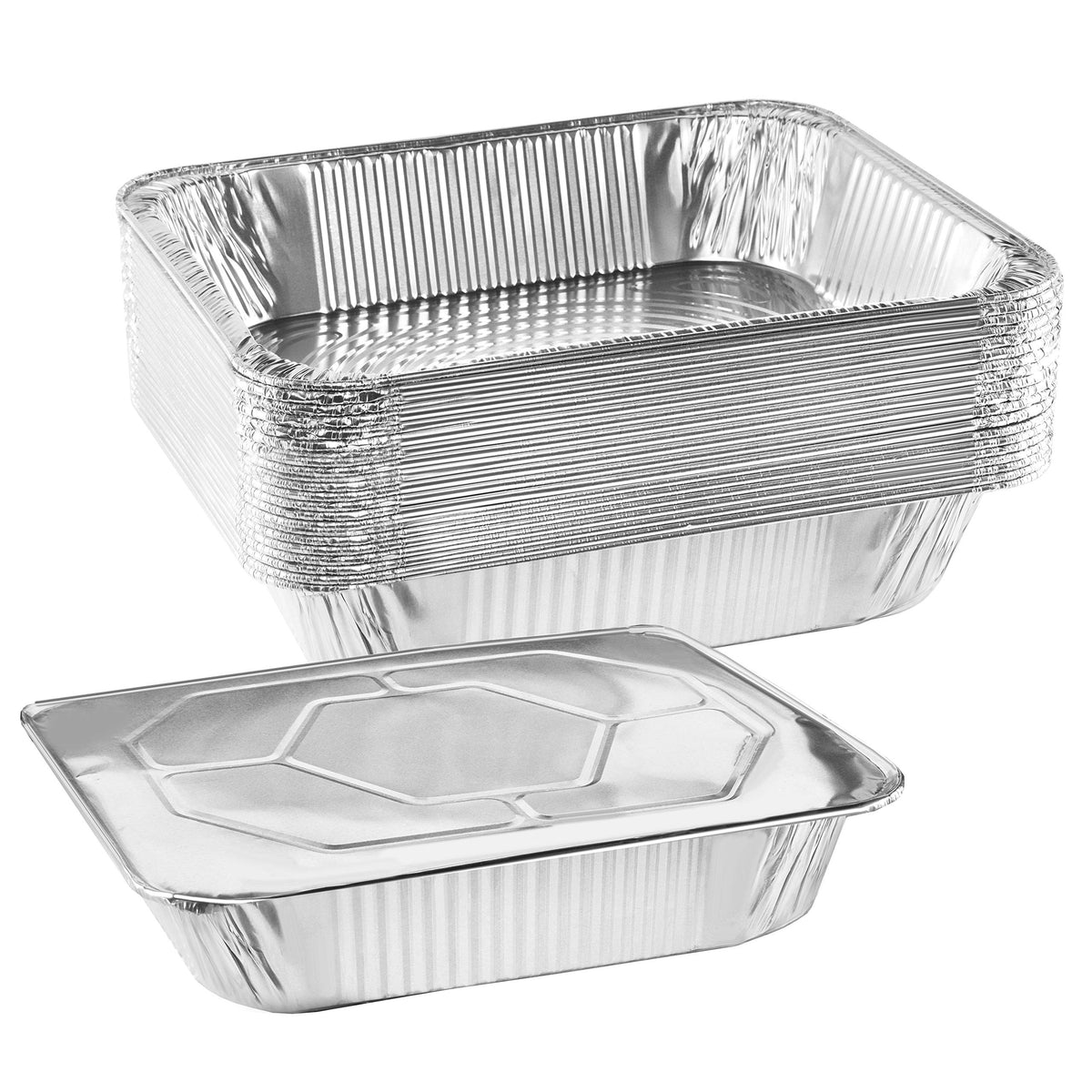 NYHI front view of 9x13 pans and lids showing package convenience