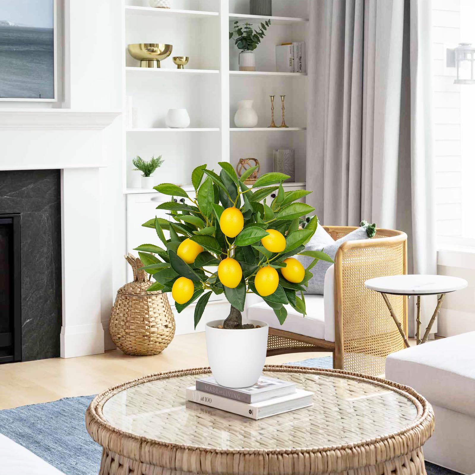 Oairse in living room adds vibrant citrus accent to decor