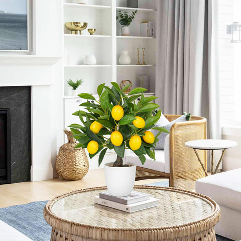 Oairse in living room adds vibrant citrus accent to decor