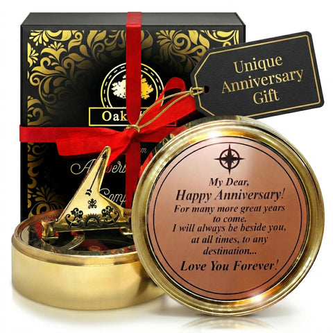 OakiWay polished brass sundial front view showing elegant finish and keepsake appeal