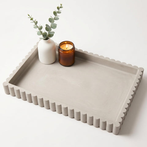 OAKOA concrete tray front view showing clean lines and modern anchor