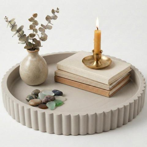 OAKOA front view fluted tray showing minimalist centerpiece benefit