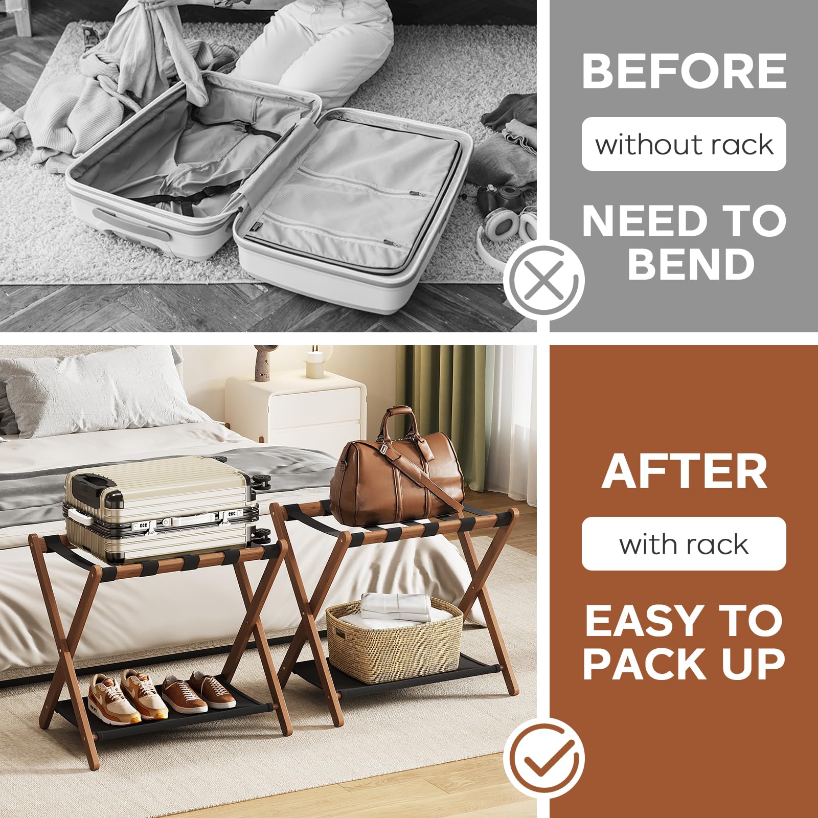 oakvivo folded profile compact storage highlights easy stowing advantage