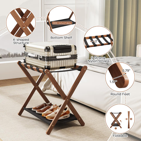 oakvivo size comparison with 28-inch suitcase showing roomy top platform