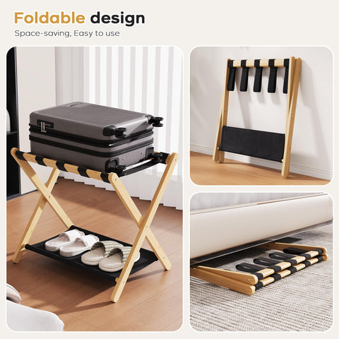 Oakvora folded luggage rack for easy compact storage and transport