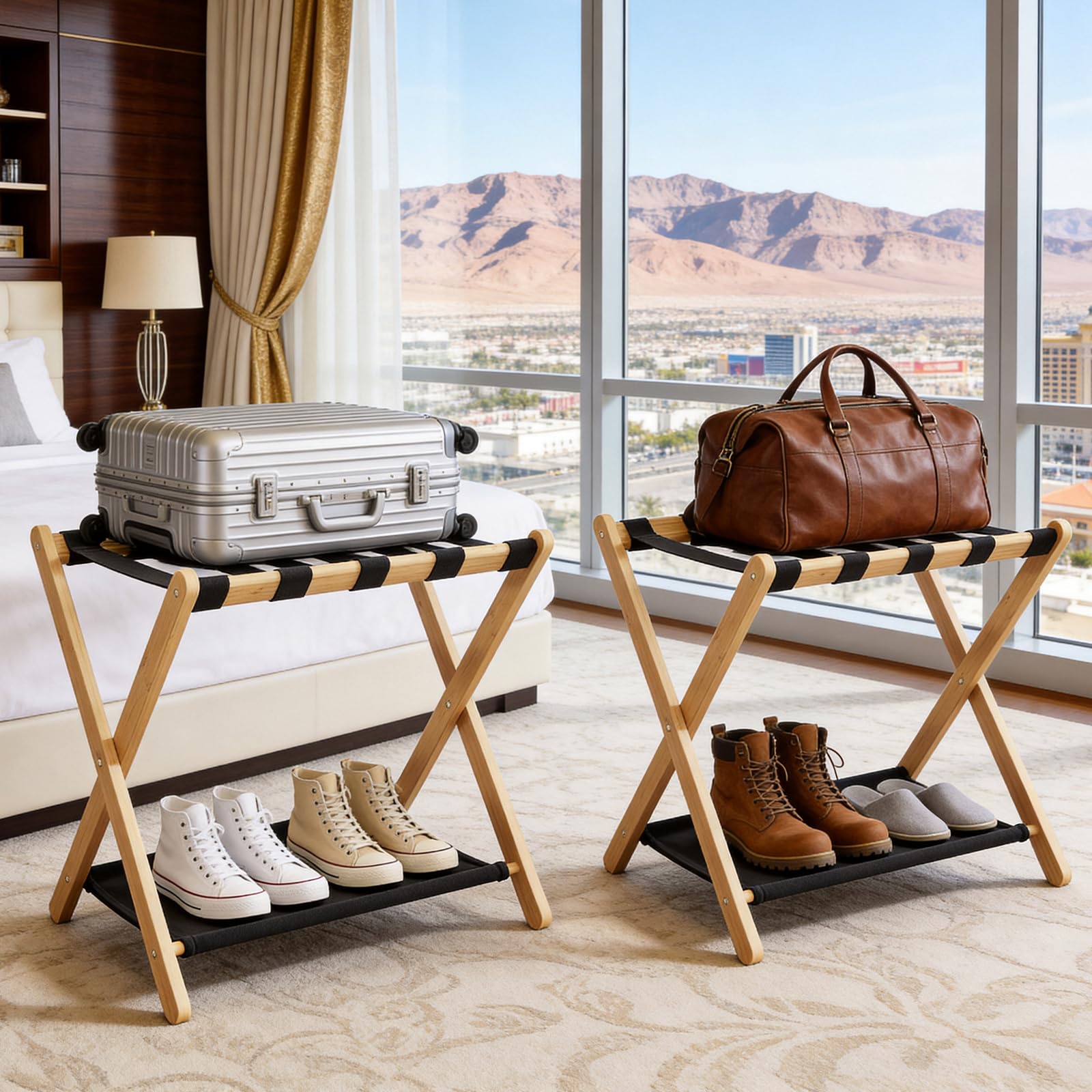 Oakvora in guest room setting enhancing organization and style