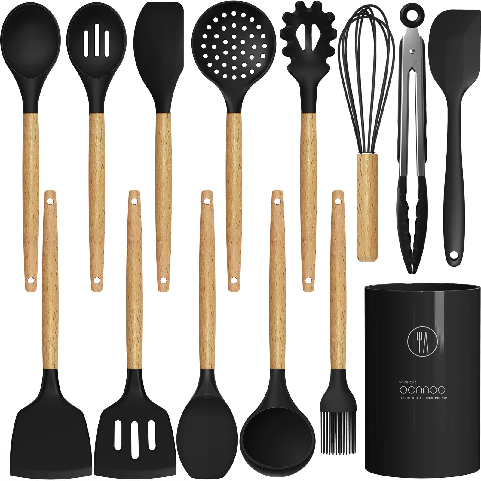 oannao front packaging showing complete utensil set and holder