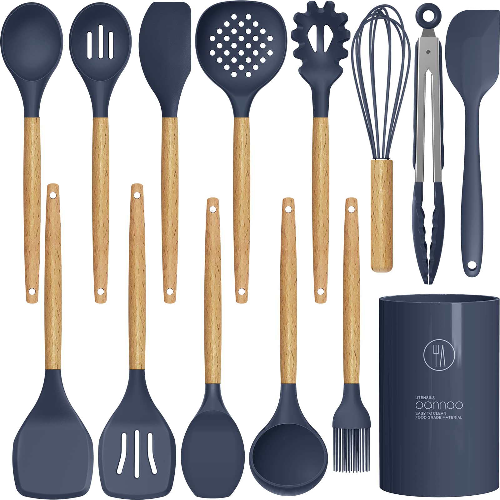 oannao front packaging navy blue set showing all utensils and benefit of complete kit