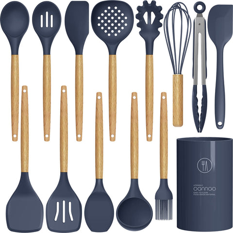 oannao front packaging navy blue set showing all utensils and benefit of complete kit