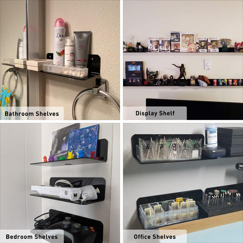 OAPRIRE shelf mounted in bathroom holding toiletries for neat, water-resistant storage
