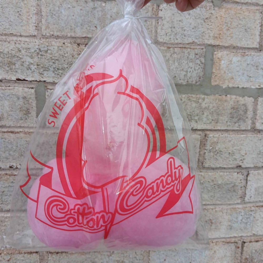 Oasis Supply bag next to ruler showing large size for generous cotton candy portions