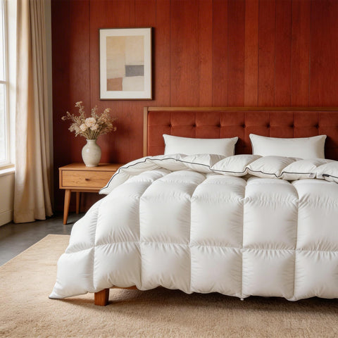 OASWET front view of king comforter showing full coverage and elegant white look for luxurious sleep