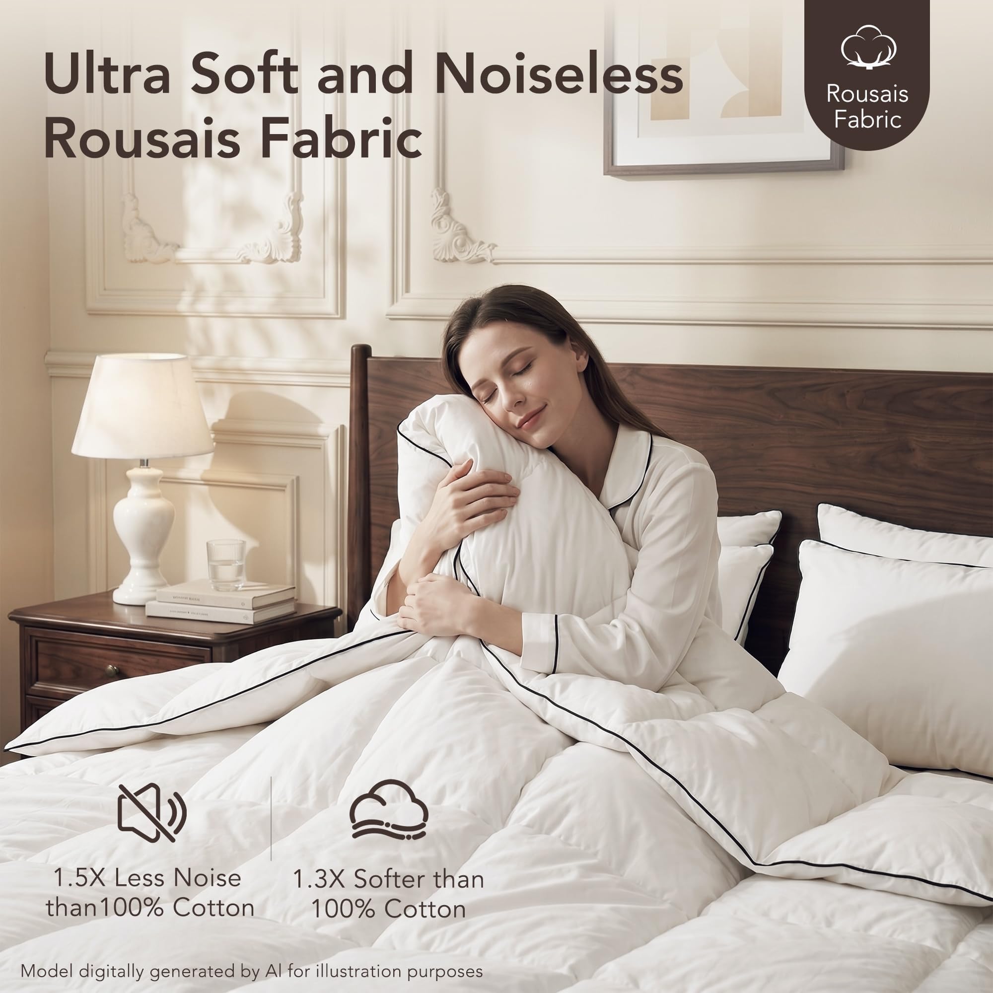 OASWET comforter inside a duvet cover demonstrating easy insertion and smooth appearance