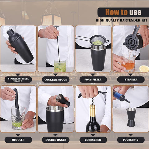 OBALY bartender using set to shake and strain cocktail for consistent results