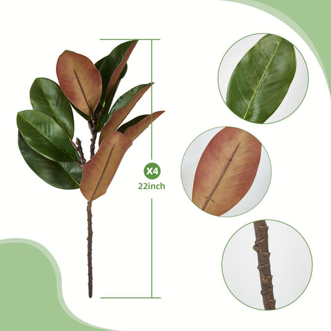 OBDXZHC close-up of magnolia leaf texture showing lifelike veins and natural-looking finish