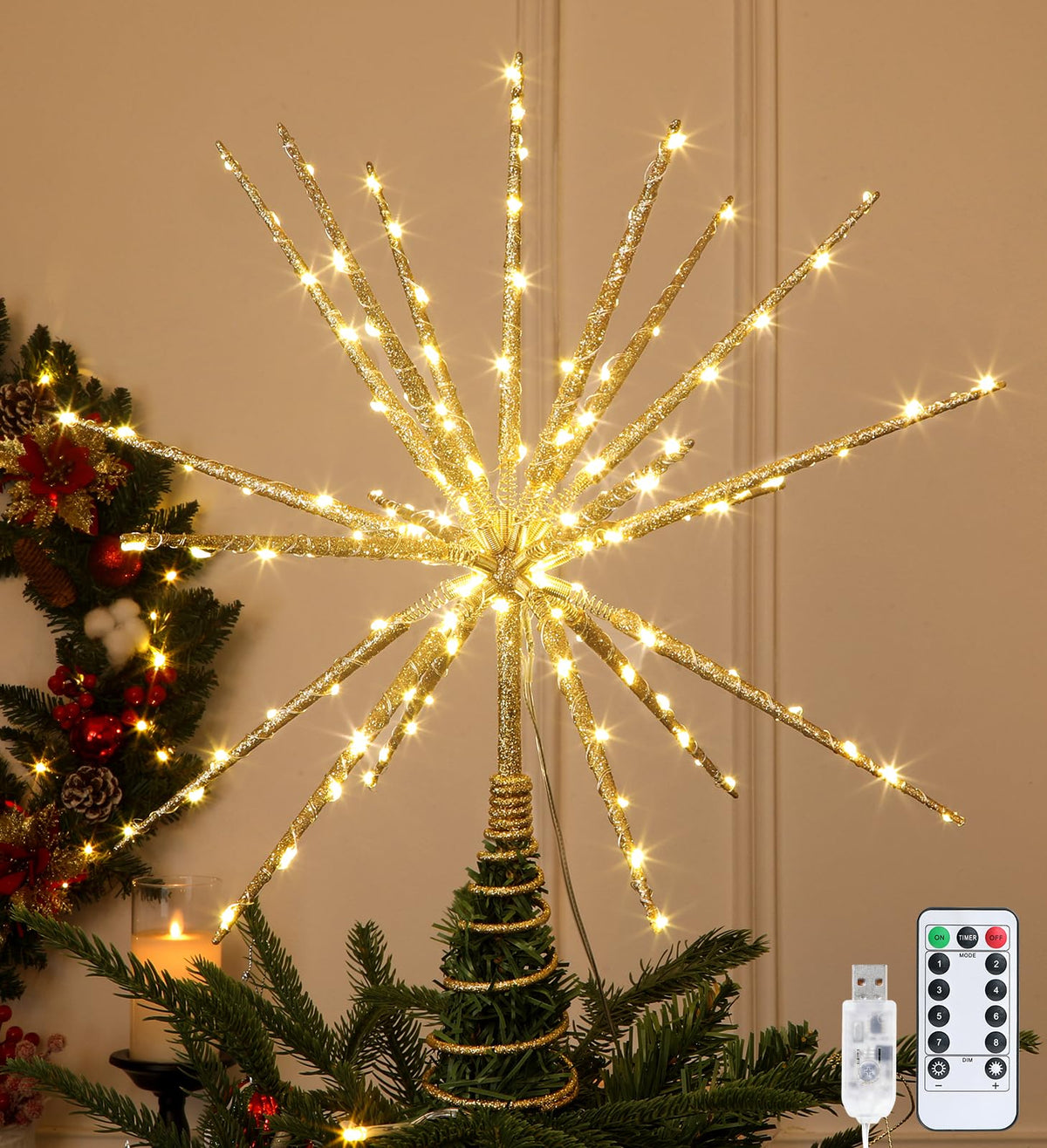 Obralitic starburst front view showing gold sparkle and warm glow benefit