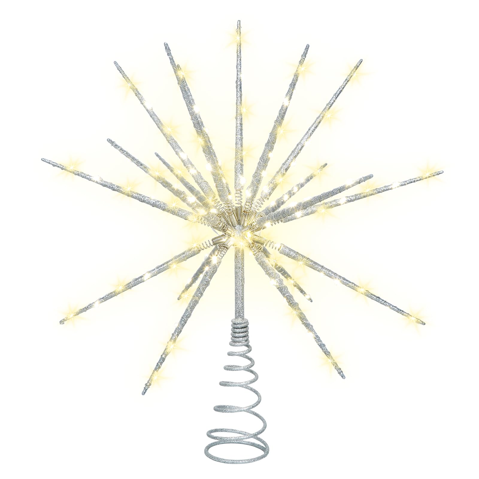 Obralitic starburst on decorated tree in holiday setting for elegant display