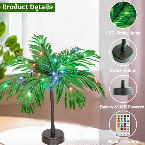 Obrecis palm tree on tabletop showing size and usable decor placement benefit