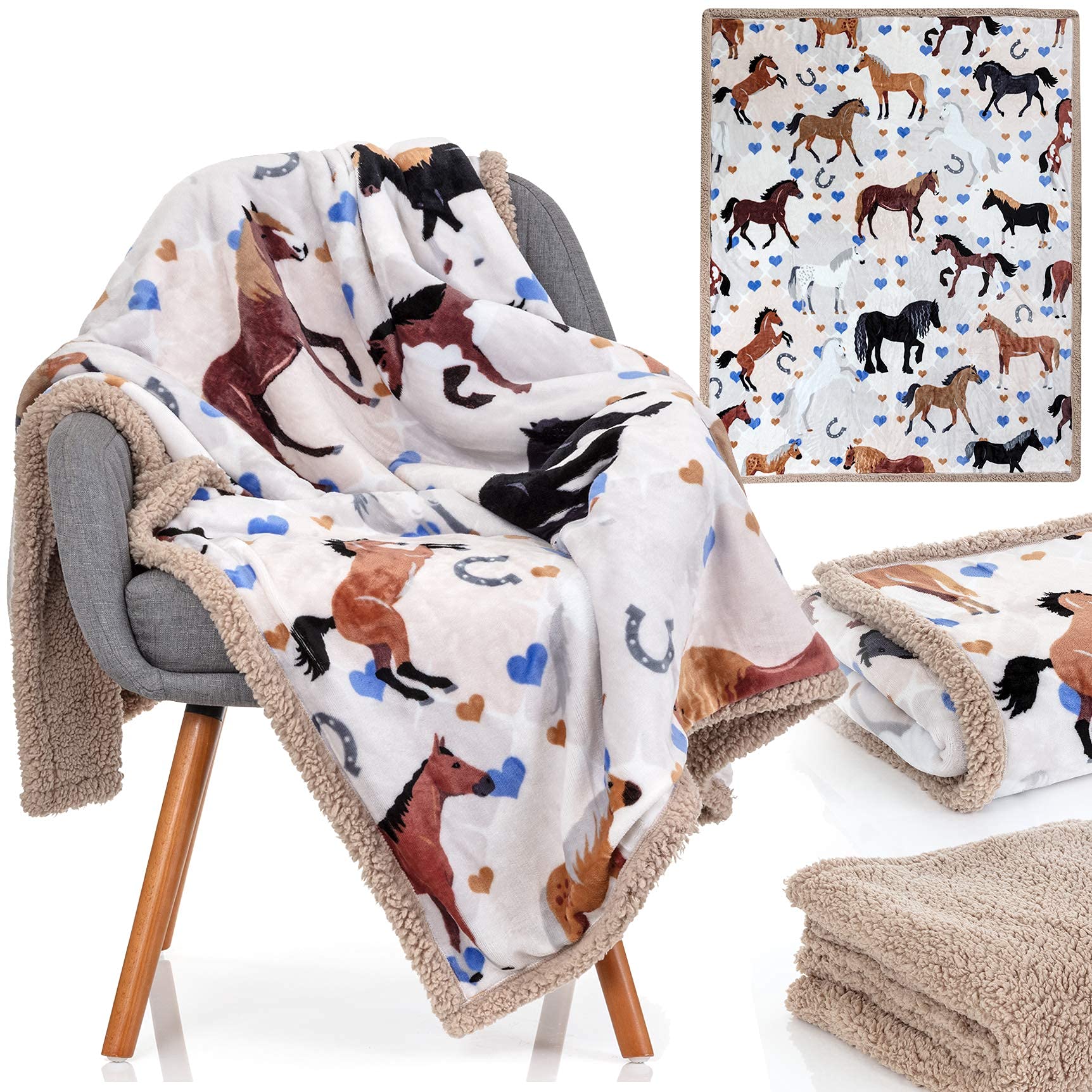 OBSI front view showing horse print and plush velvet feel for cozy décor