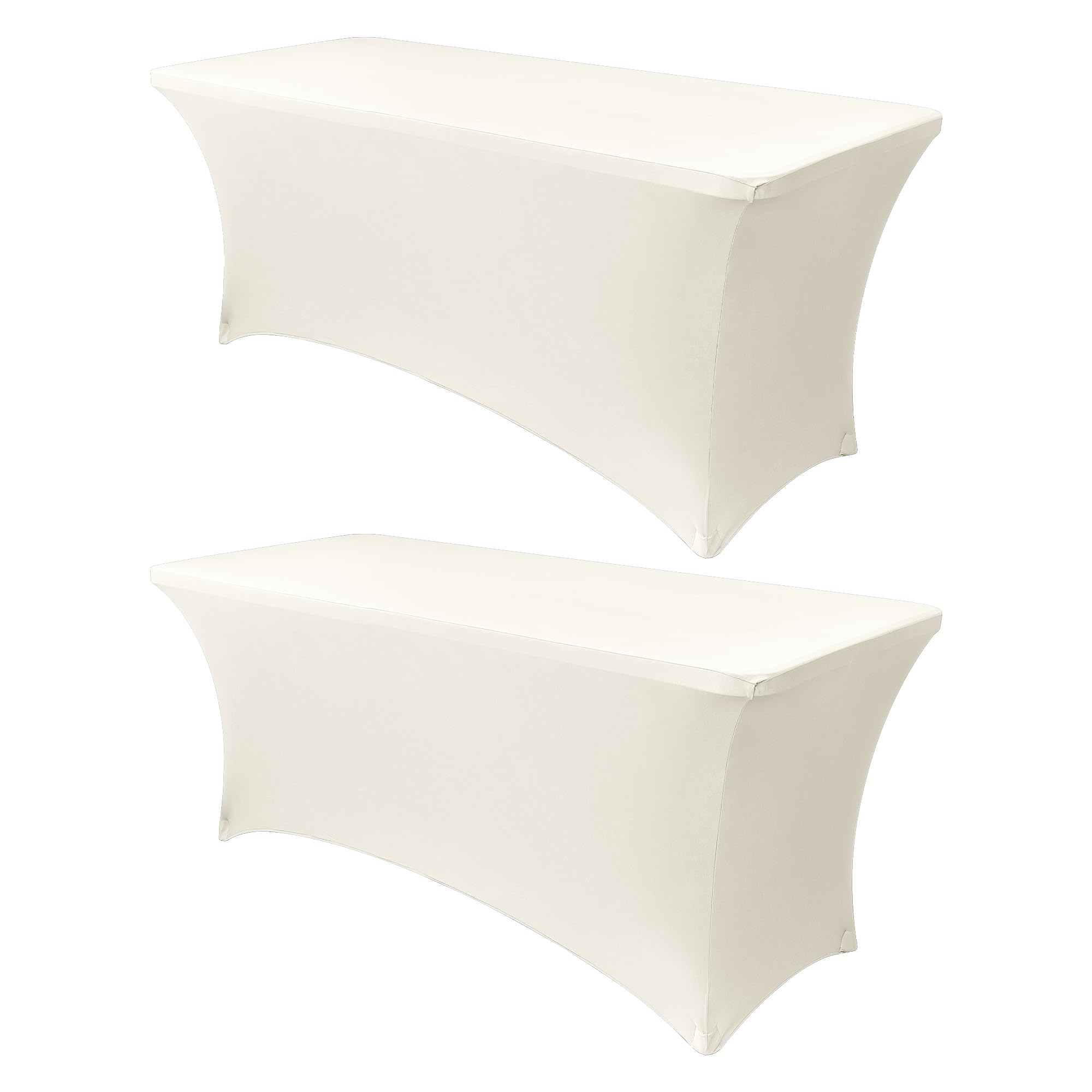 Obstal front view of cream fitted table cover showing neat tailored finish and protection