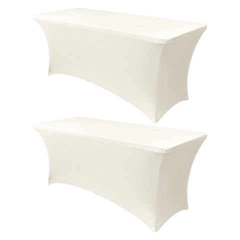 Obstal front view of cream fitted table cover showing neat tailored finish and protection