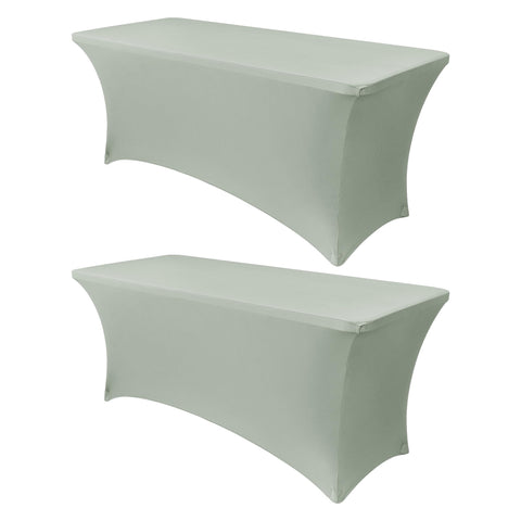 Obstal sage green front view of fitted table cover showing neat tailored look