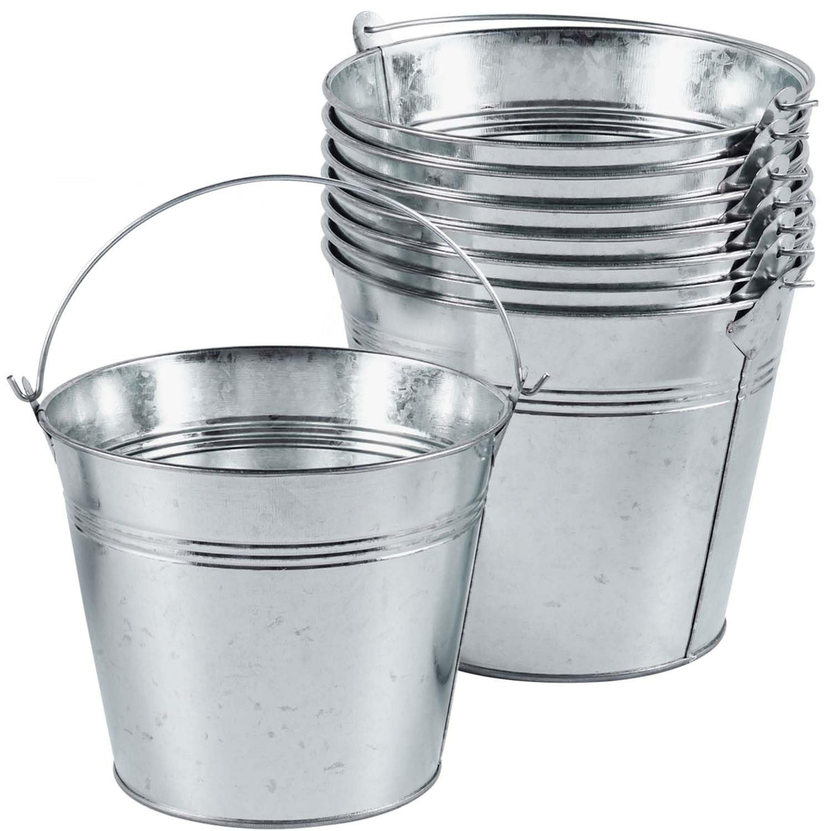 OBTANIM front view of eight buckets showing uniform set and storage benefit