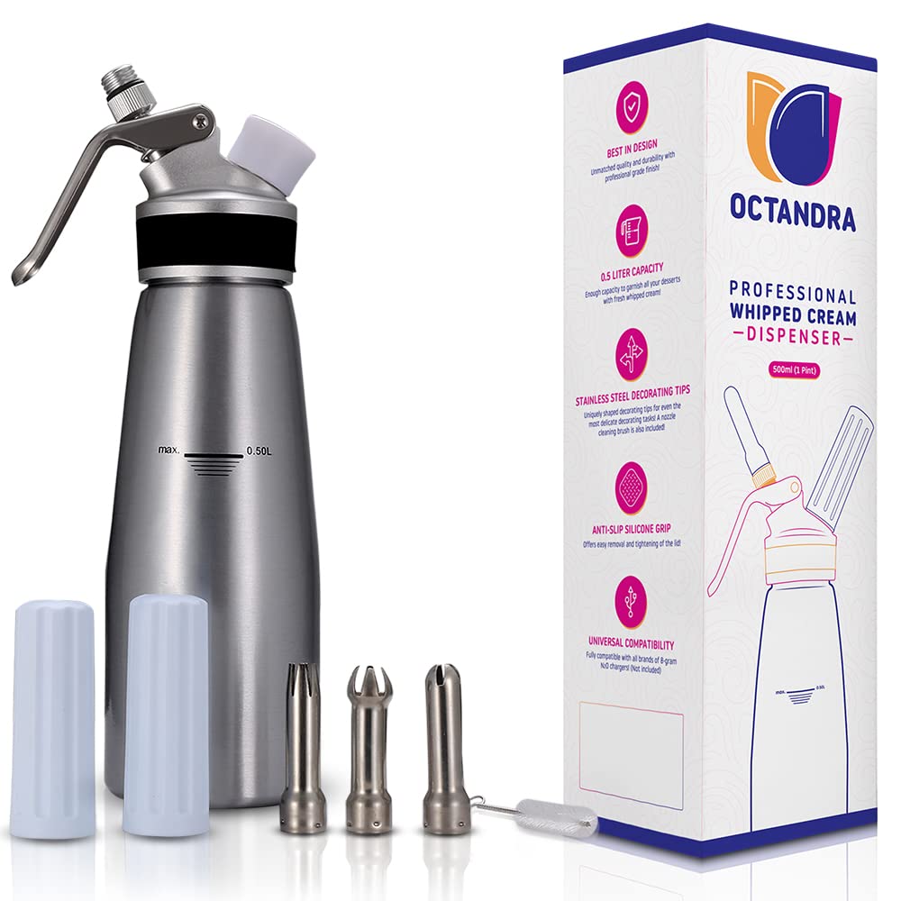 OCTANDRA front view aluminum whipper showing professional finish and capacity benefit
