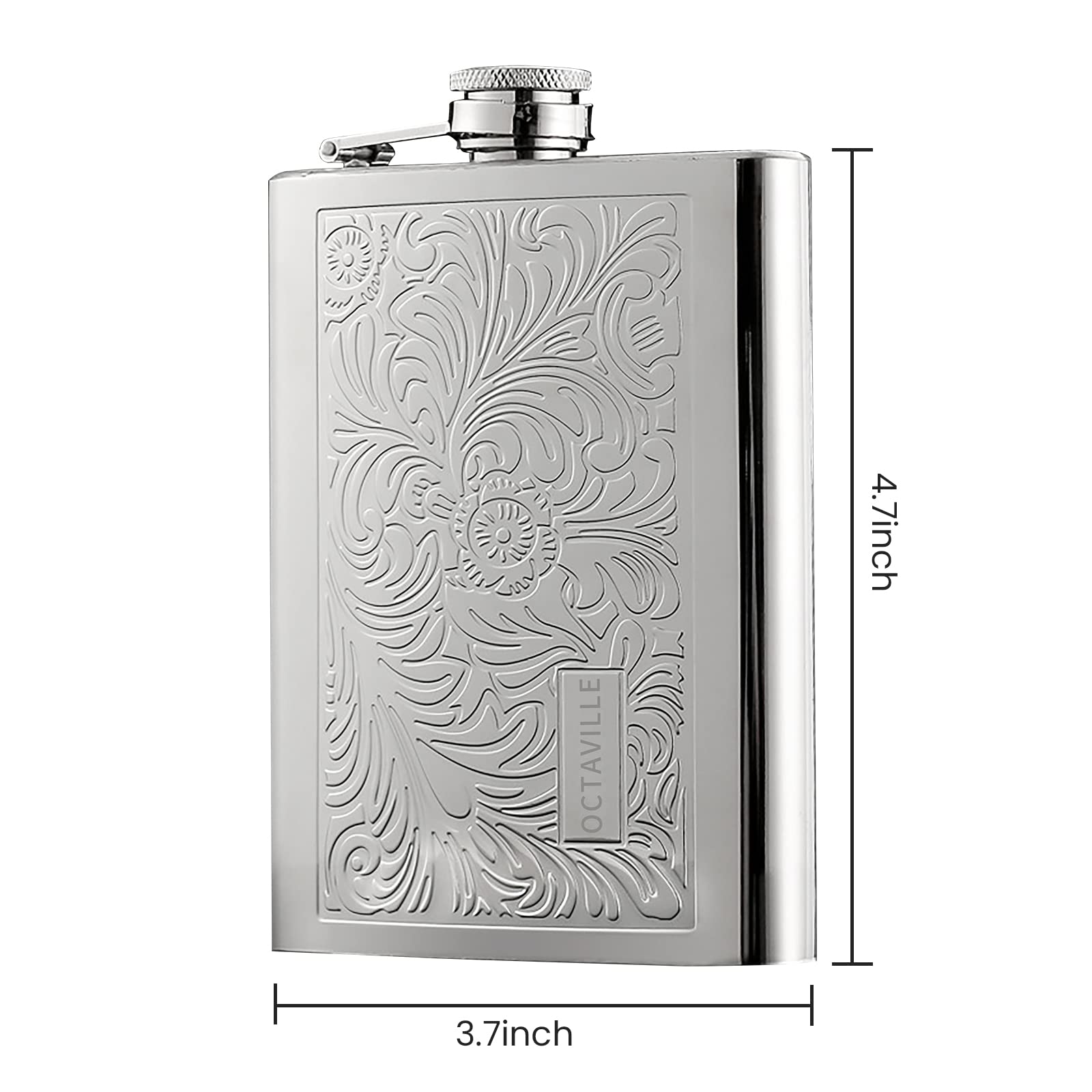 Octaville flask with included funnel and accessories for easy spill-free filling