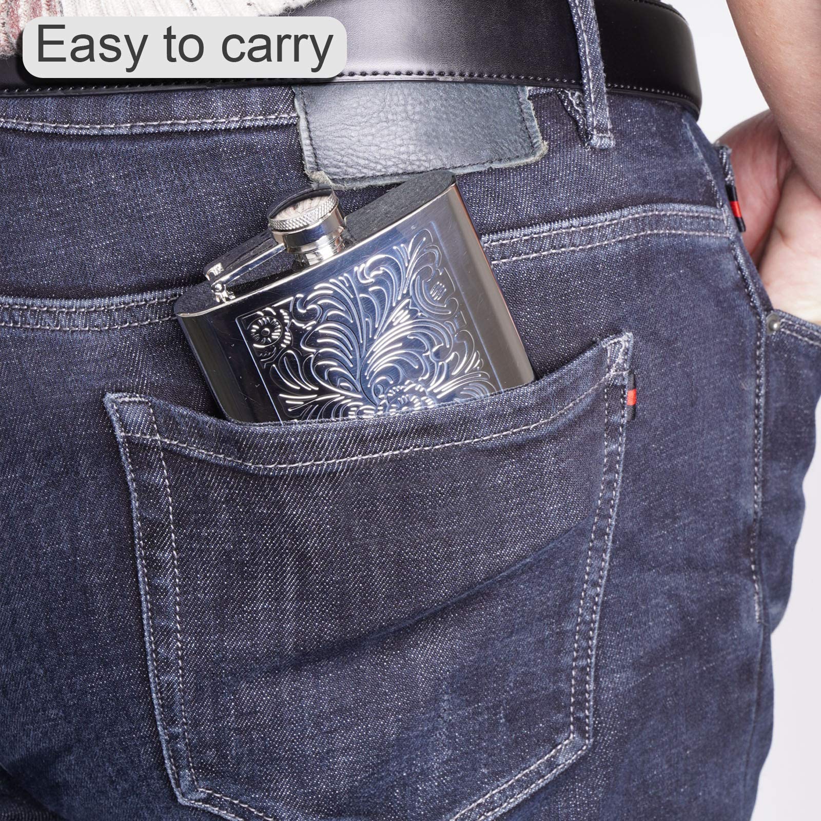 Octaville flask held in hand to display compact size and pocket-friendly scale