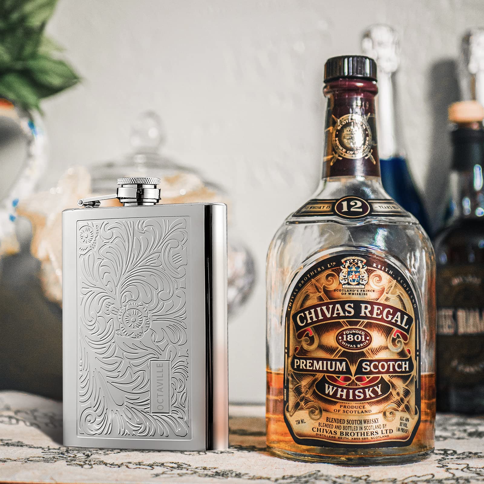 Octaville flask at an outdoor BBQ illustrating rugged use for events and festivals