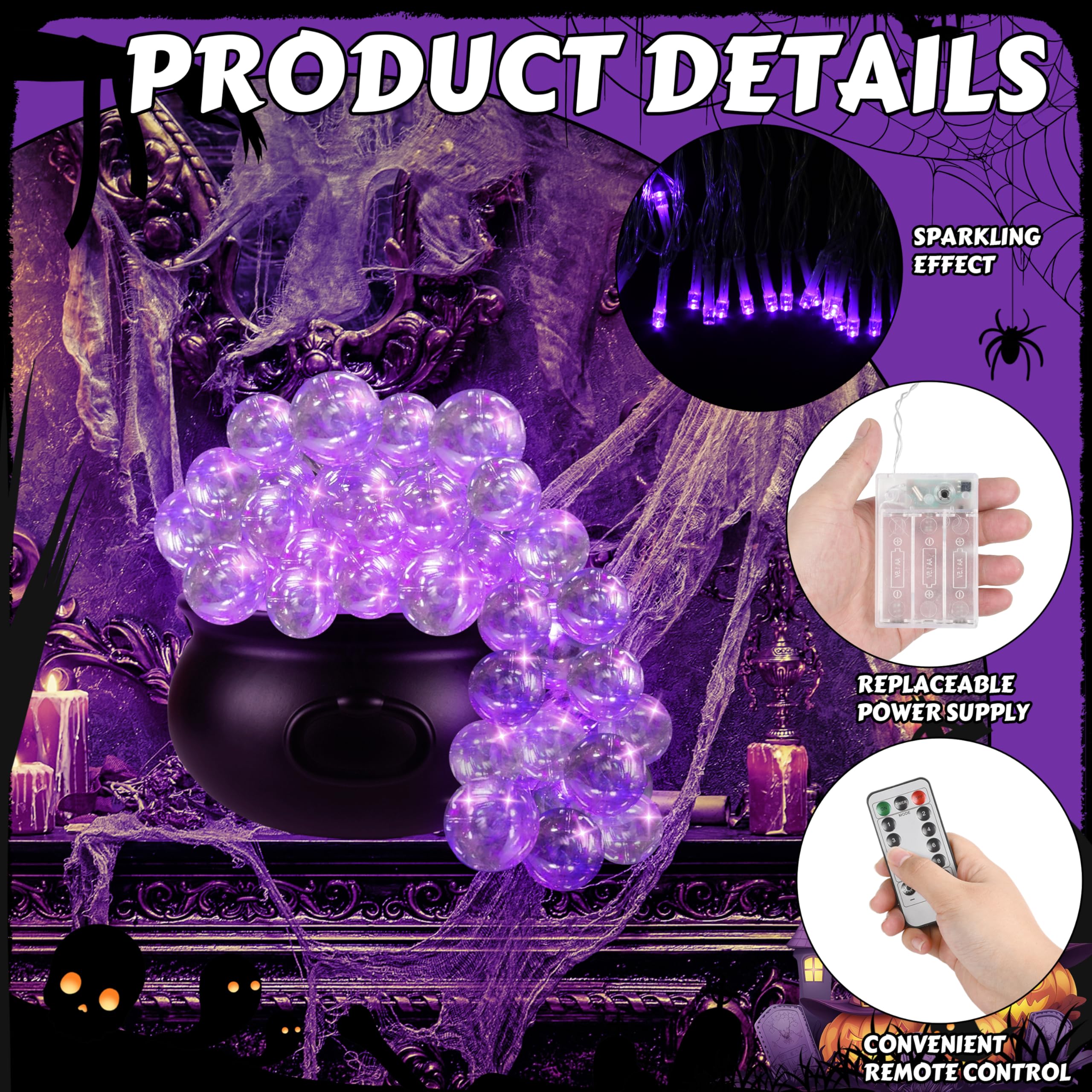 OCTERIC clear balls scattered inside cauldron adding realistic bubble effect