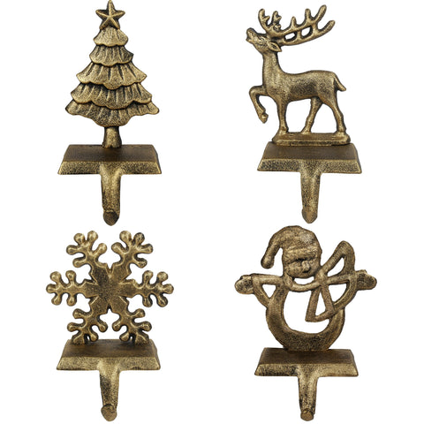 OCTERIC front view of four stocking holders showing festive shapes and durability
