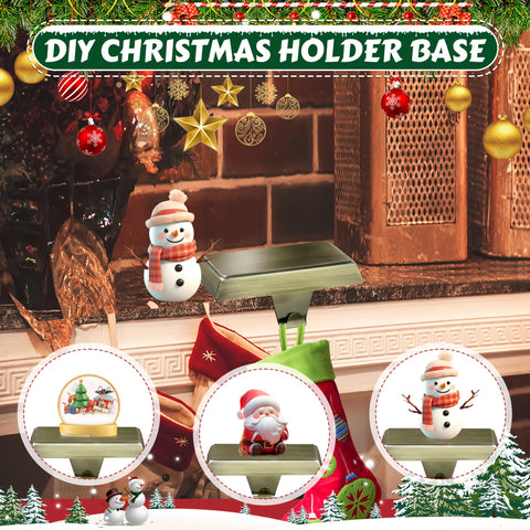 OCTERIC holders in use on a fireplace mantle with stockings, creating stable and decorative holiday display