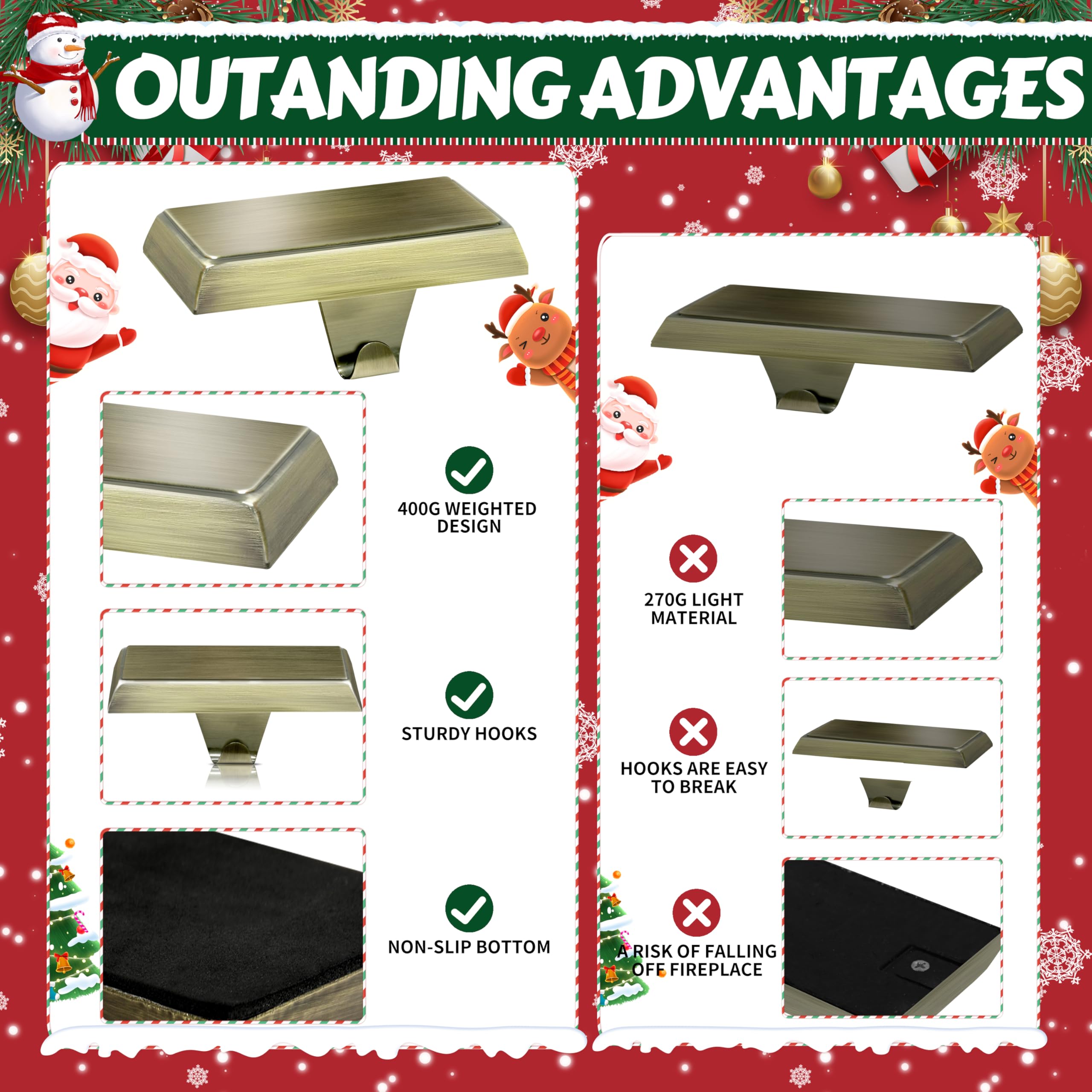 OCTERIC underside view showing non-slip pad and weighted base that prevents sliding on mantels